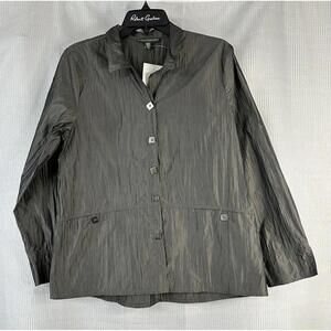 NWT Shannon Passero Womens Long Sleeve Button Gray Shirt Top‎ Blouse Size S/P